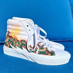 ans High Top Sk8-Hi 'Bolt Big Reveal' White Bandana Fire Flame Sneakers